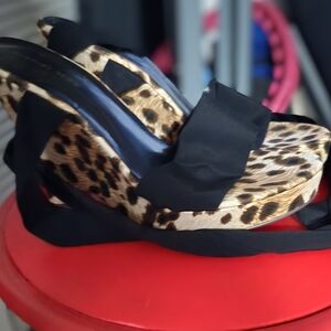 Leopard Print Women's Wedge Sandals